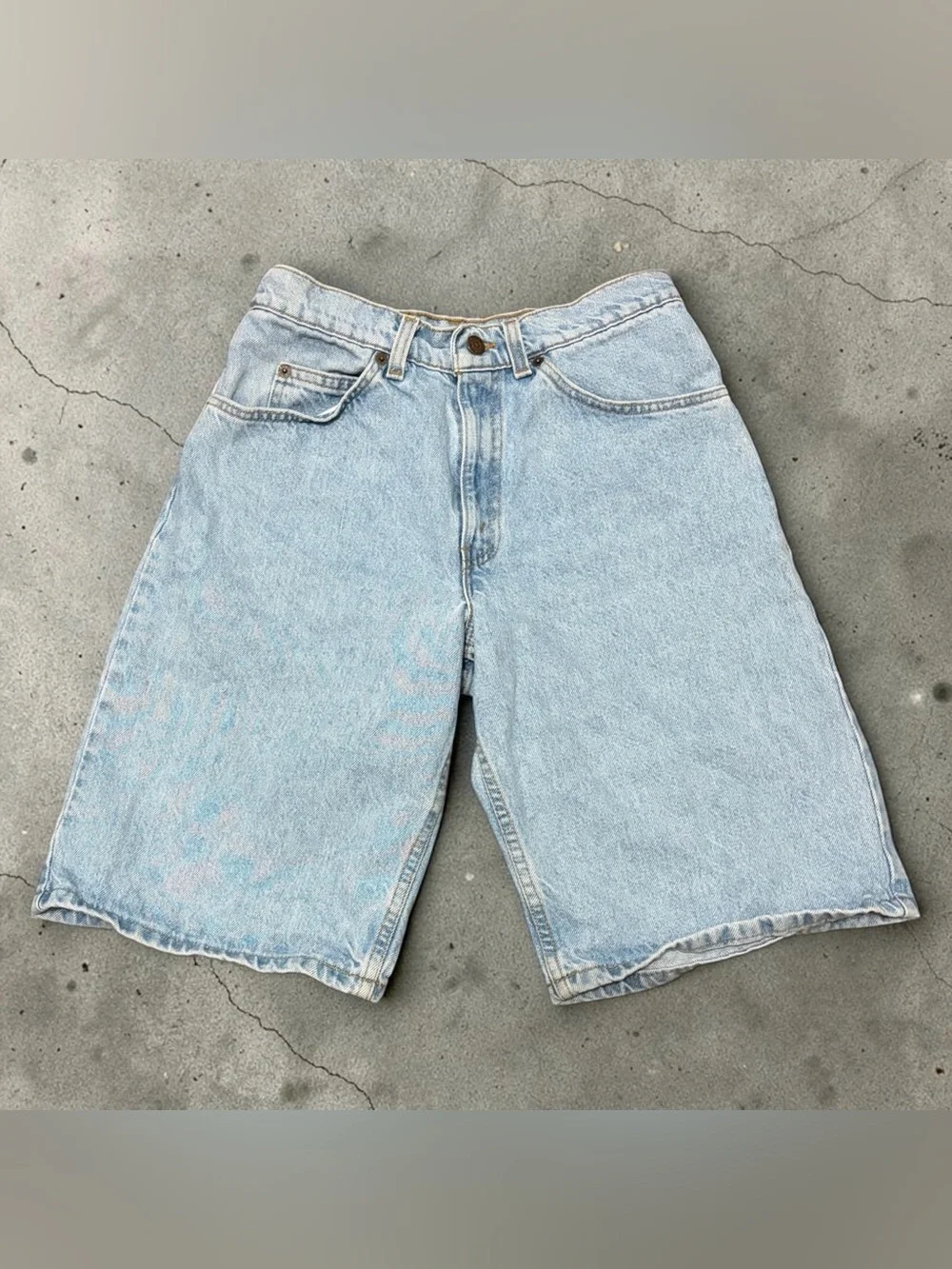 Vintage 90s Levi’s 560 Student Loose Fit Light Wash Long Denim Short Dad Jorts